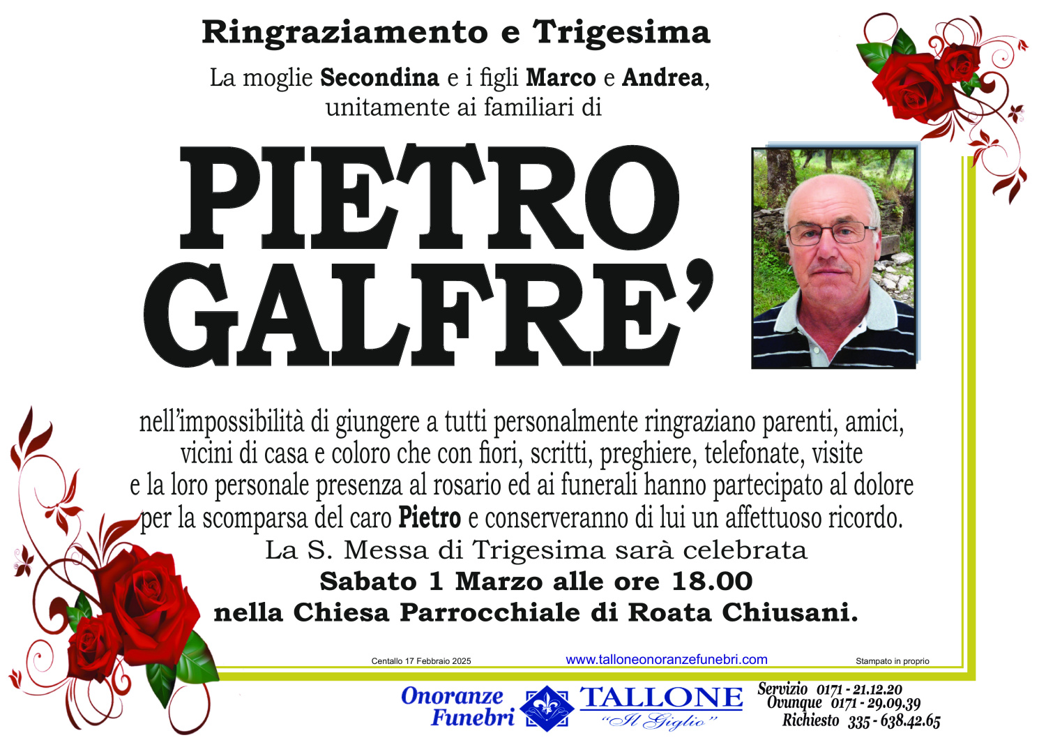 <br />
<b>Warning</b>:  Undefined variable $info in <b>/home/tallone/public_html/ringraziamenti.php</b> on line <b>68</b><br />
Pietro Galfrè
